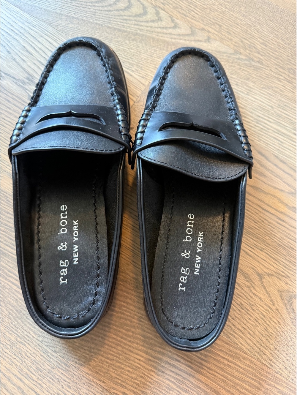 rag & bone Women's Size 7 Black Leather Loafers Slip-Ons - Picture 2 of 10